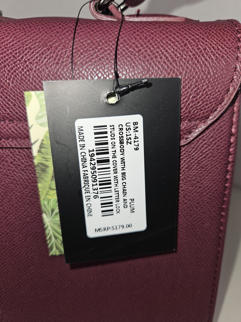 NWT Badgley Mischka Crossbody With Big Chain Plum Studs In The Cover W Letter Lk - Picture 5 of 16